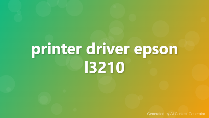 printer driver epson l3210